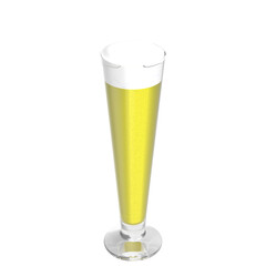 3D rendering illustration of a beer glass