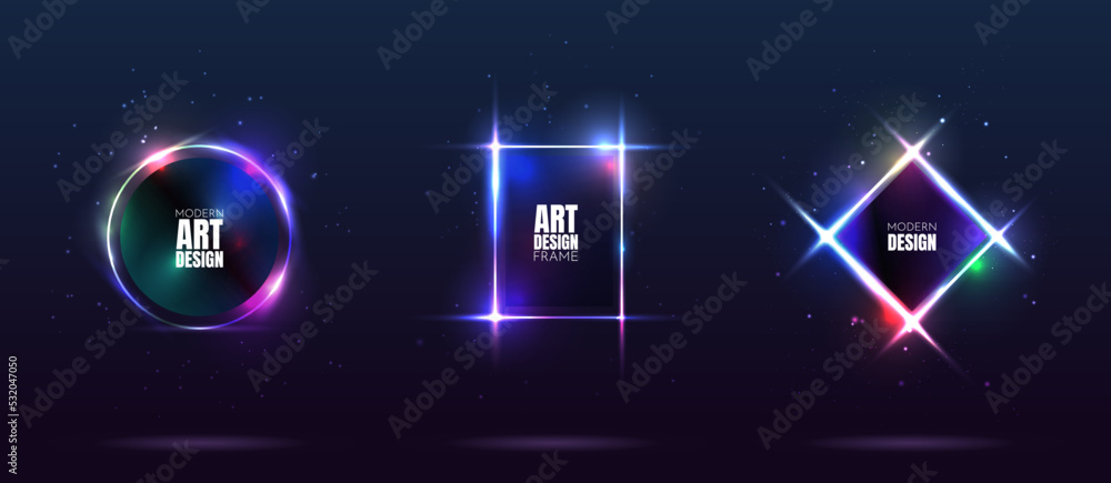 Poster vector frame for text. modern art graphic. dynamic circle frame stylish geometric black background. 