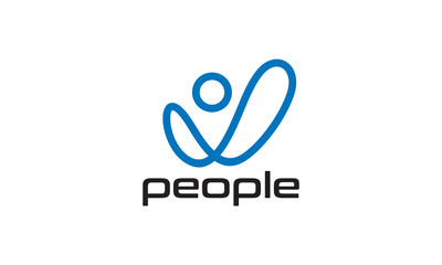 people line logo, simple creative icon design