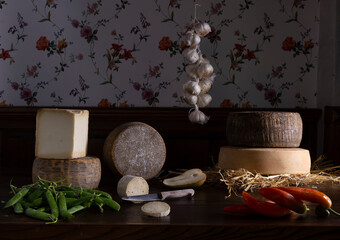 Table of various cheese and food - 532047622