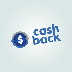 Cashback blue. Vector illustration of money. Arrows