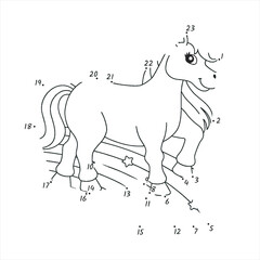 Horses Dot To Dot Coloring Page 