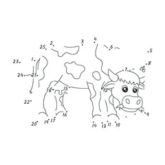 cow dot to dot coloring page