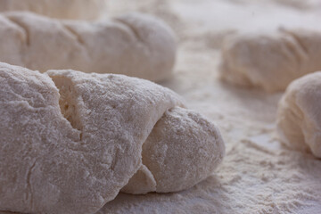 Fototapeta na wymiar Dough preparing bread handmade