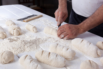 Dough preparing bread handmade