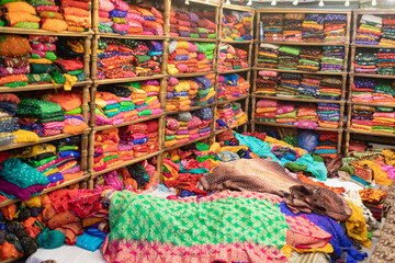 Coloured textile shelf in India