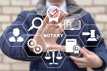 Notary service concept. Notary public. Professional lawyer work of signing and legalizing paper...