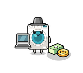 Mascot Illustration of washing machine as a hacker