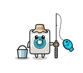 Mascot character of washing machine as a fisherman