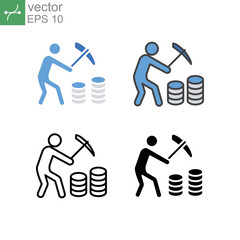 person in data digging of Data mining for business intelligence processing concept. Extract information from database for decision making. Vector illustration Design on white background EPS10
