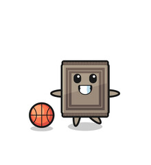 Illustration of carpet cartoon is playing basketball