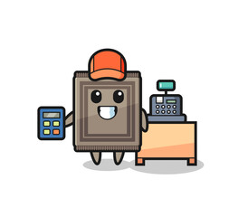 Illustration of carpet character as a cashier