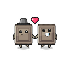 carpet cartoon character couple with fall in love gesture