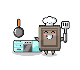 carpet character illustration as a chef is cooking