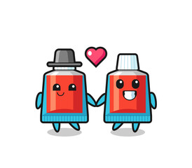 toothpaste cartoon character couple with fall in love gesture