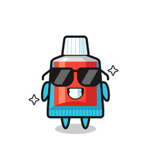 Cartoon mascot of toothpaste with cool gesture