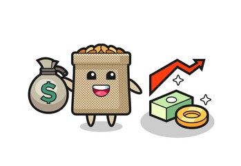 wheat sack illustration cartoon holding money sack