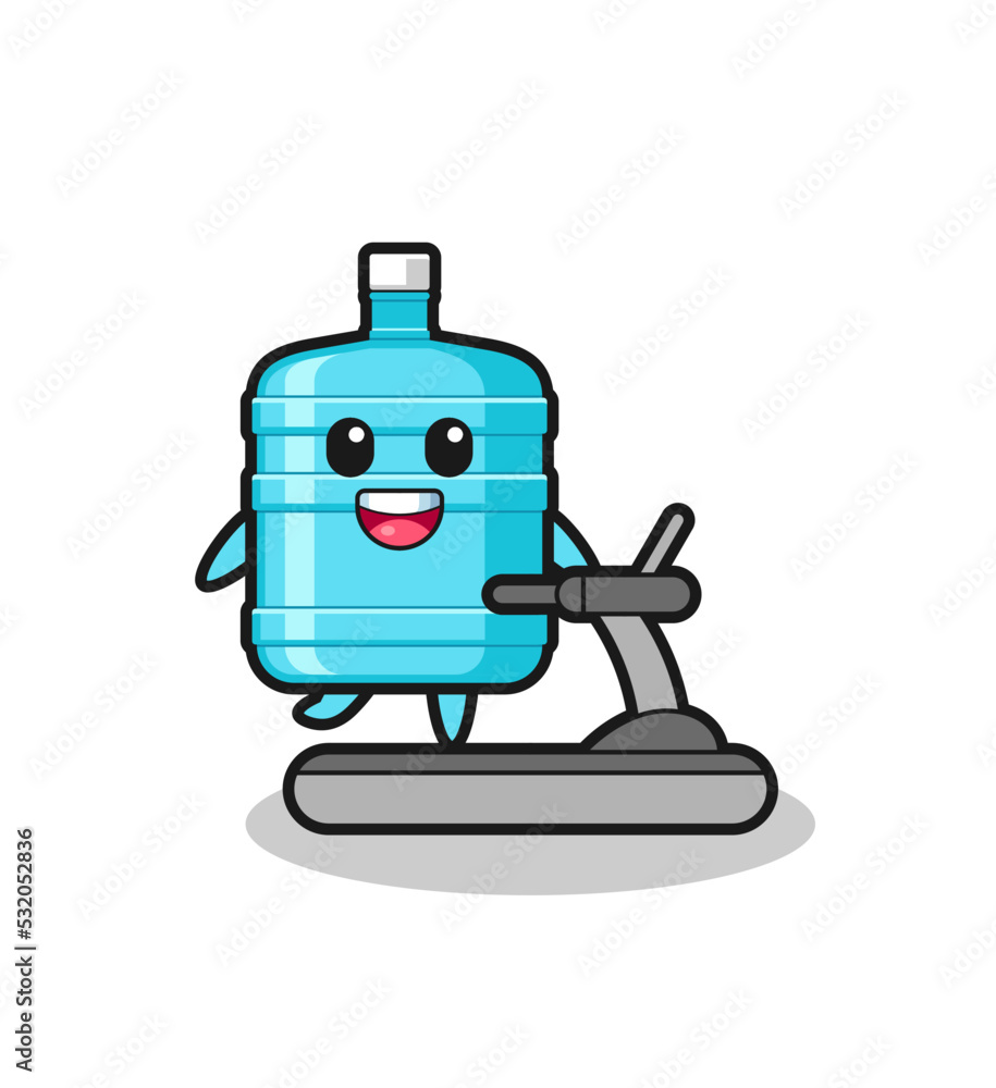 Wall mural gallon water bottle cartoon character walking on the treadmill