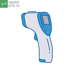 Non contact infrared sensor thermometer for body temperature check. Laser thermometer. thermogun icon, temperature, check, body, fever. Vector illustration. Design on white background. EPS10