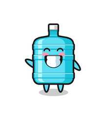 gallon water bottle cartoon character doing wave hand gesture