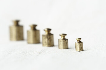 weigth scale calibration bullets on white background