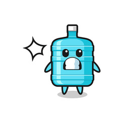 gallon water bottle character cartoon with shocked gesture