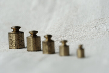 weigth scale calibration bullets on white background