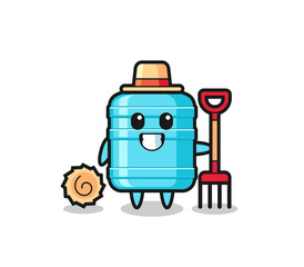 Mascot character of gallon water bottle as a farmer