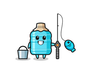 Mascot character of gallon water bottle as a fisherman