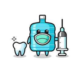 Mascot character of gallon water bottle as a dentist