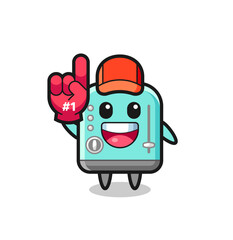 toaster illustration cartoon with number 1 fans glove