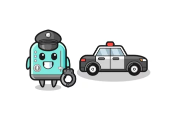 Papier Peint photo autocollant Course de voitures Cartoon mascot of toaster as a police