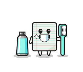Mascot Illustration of paper with a toothbrush