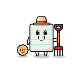 Mascot character of paper as a farmer