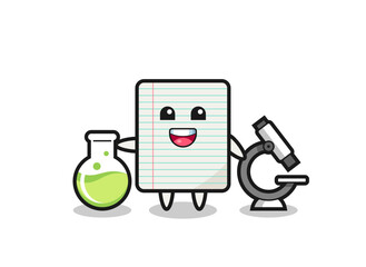 Mascot character of paper as a scientist