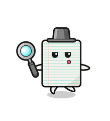 paper cartoon character searching with a magnifying glass