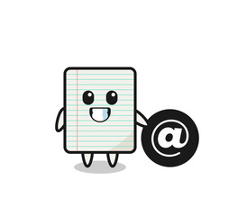 Cartoon Illustration of paper standing beside the At symbol