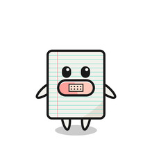 Cartoon Illustration of paper with tape on mouth