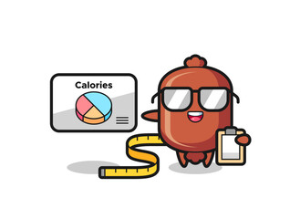 Illustration of sausage mascot as a dietitian