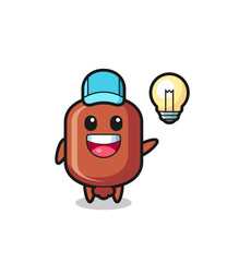 sausage character cartoon getting the idea