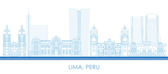 Outline Skyline panorama of city of Lima, Peru - vector illustration