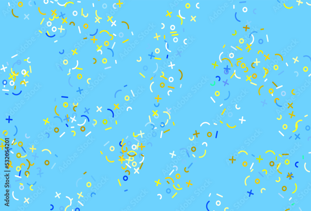Poster light blue, yellow vector pattern with digit symbols.