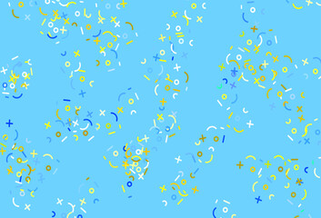 Fototapeta na wymiar Light Blue, Yellow vector pattern with Digit symbols.