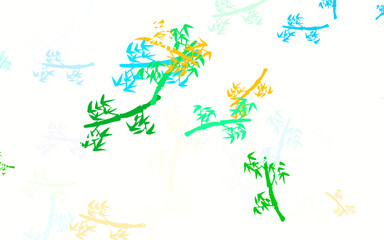 Light Blue, Yellow vector doodle template with branches.