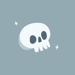 Halloween illustration skull element. Cute flat vector graphic decoration.