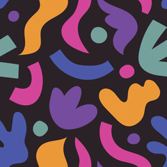 Vector seamless pattern with abstract and flower elements . Trendy organic shape background for social media, invitation, web.