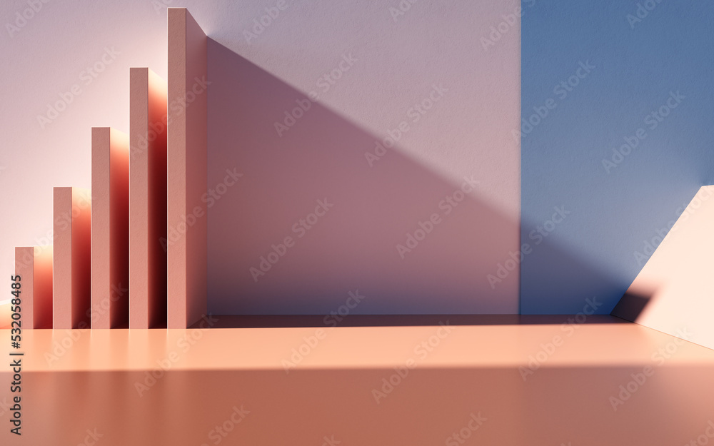 Aufkleber empty building structure with geometric structure, 3d rendering.