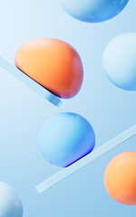 Soft ball and abstract geometric background, 3d rendering.