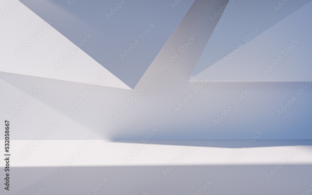 Poster empty building structure with geometric structure, 3d rendering.