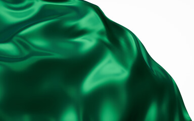 Flowing green cloth background, 3d rendering.